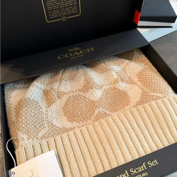 Coach Tan and Cream Knit Set - Picture 1 of 1